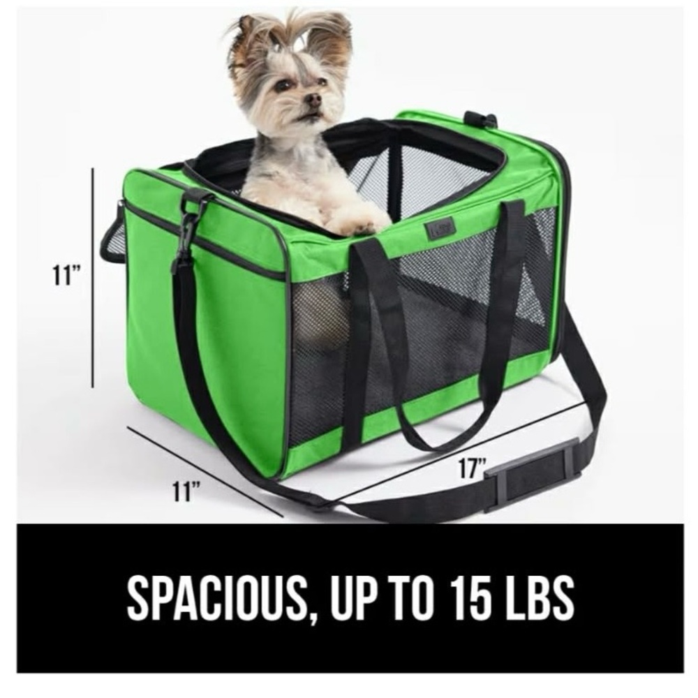 Green and Black Cat Travel Carrier - Picture 4 of 11